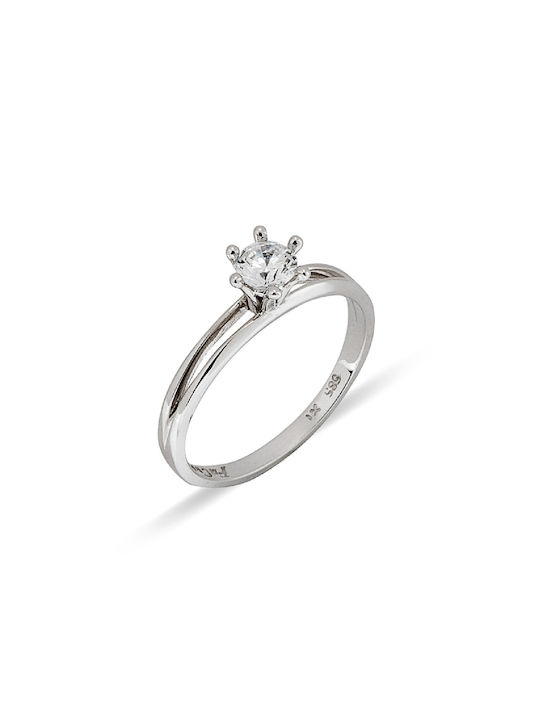 Fa Cad'oro Single Stone Ring of White Gold 14K