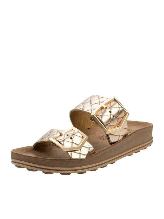 Δερμάτινα Γυναικεία Ανατομικά Σανδάλια Rosegold