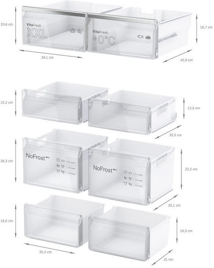 Bosch Side-by-Side Refrigerator 605lt Total NoFrost H183xW91xD73.1cm Black KFN96AXEA