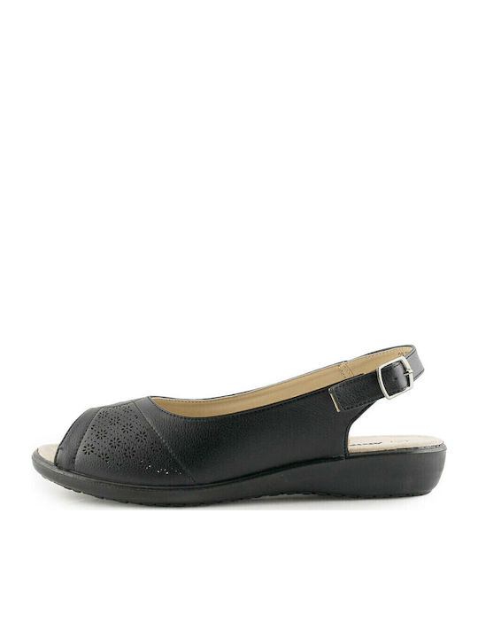 Germania Γυναικείες Μπαλαρίνες Slingback σε Μαύρο Χρώμα