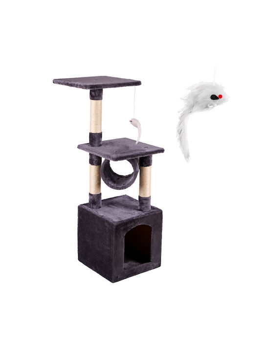 Cat Scratching Post Cat Tree με 5 Επίπεδα & 1 Κρυψώνα In Black Colour 31x31x90 cm