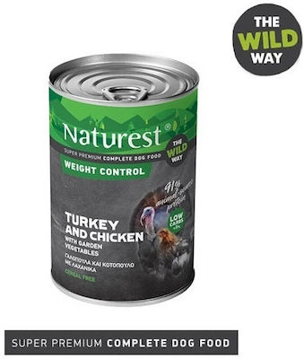 Naturest Weight Control Canned Diet / Grain Free Wet Dog Food with Turkey, Chicken and Vegetables 1 x 800gr