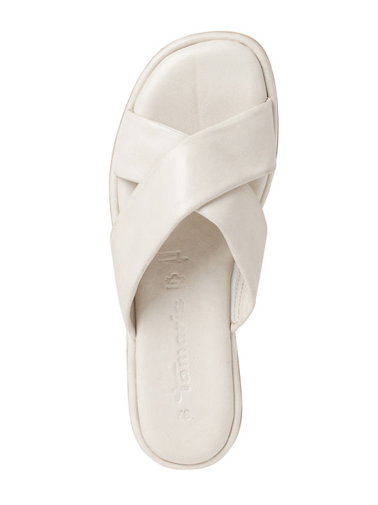Leather Women's Flat Sandals in White Color
