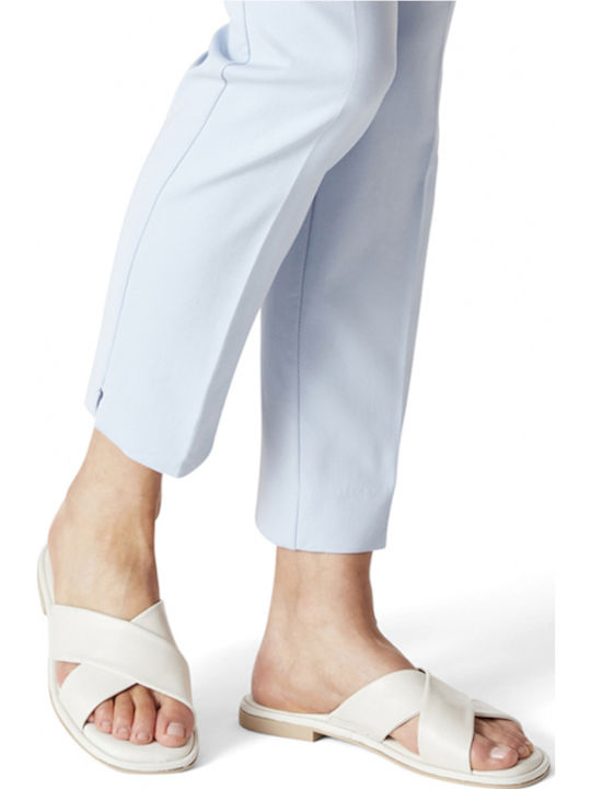 Leather Women's Flat Sandals in White Color