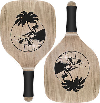 Summertiempo Beach Rackets Set Beige with Straight Handle Black