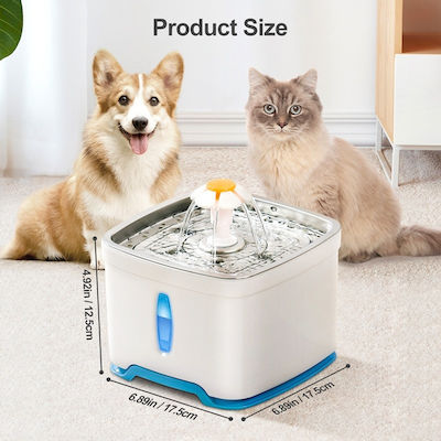 Pet Interest Square Water Fountain Automatic Cat Waterer Fountain Blue 2.5lt