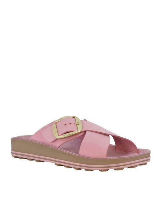 Misty Leather Women's Flat Sandals Anatomic Flatforms in Pink Color