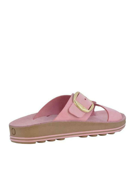 Misty Leather Women's Flat Sandals Anatomic Flatforms in Pink Color