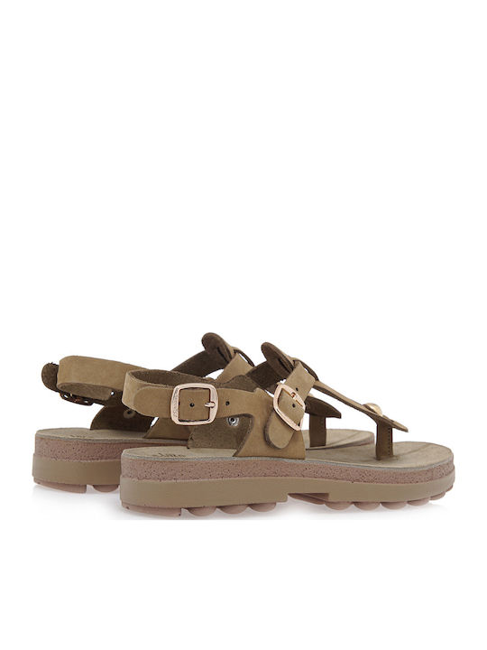 Marlena Leather Women's Flat Sandals Anatomic Olive