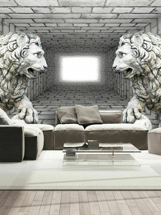 Autocolantă Fototapet de Perete 245x175cm Stone Lions Bej