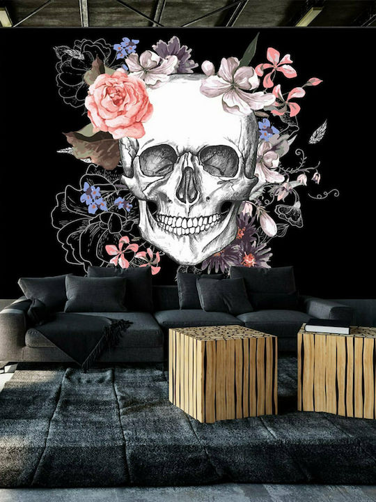 Fototapet de Perete 400x280cm Skull and Flowers Tesatura