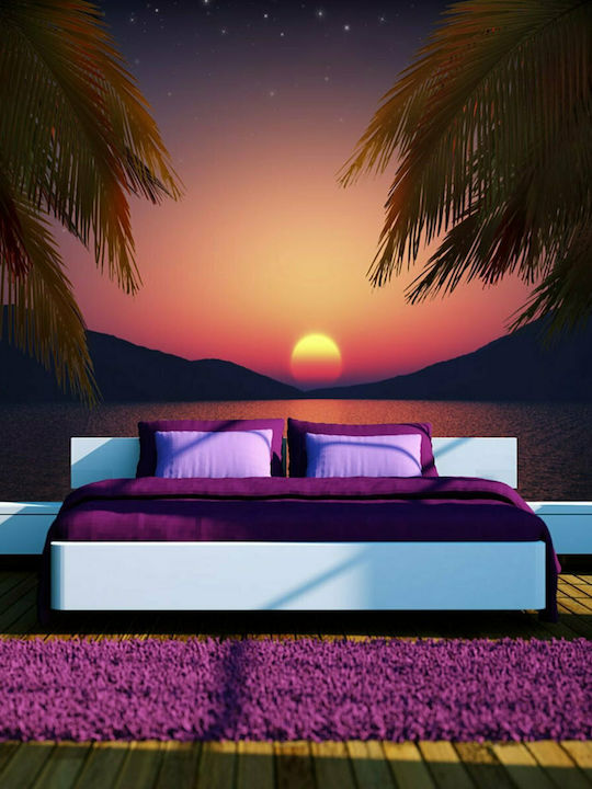 Wall Mural Romantic evening on the beach Fabric Pink 200x140cm