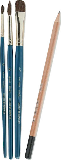 Daler Rowney Watercolour Set Malsets Aquarell-Set 12x12ml / 3 Pinsel / 8 Papiere / 1 Zeichenstift / 1 Palette 31x23cm 25Stück