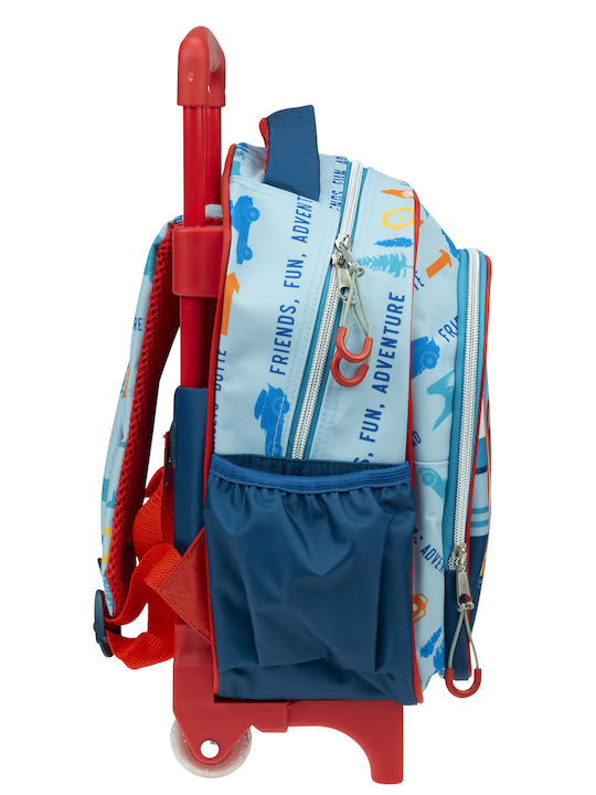 Gim Cars School Bag Trolley Kindergarten Blue with Water Bottle Holder 12Liters