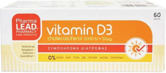 Pharmalead Vitamin D3 Vitamin for Immune System Boost & Bone Health 2000iu 50mg 60 x 1 tablets 60pcs