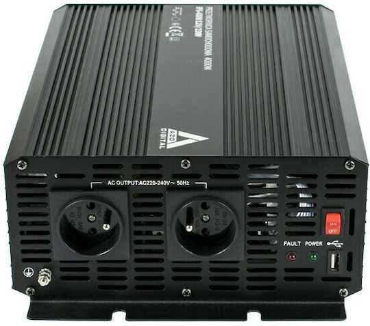 Azo Digital AZO Digital Car Inverter Modified Sinewave 144W to Converter 12V DC in 230V AC
