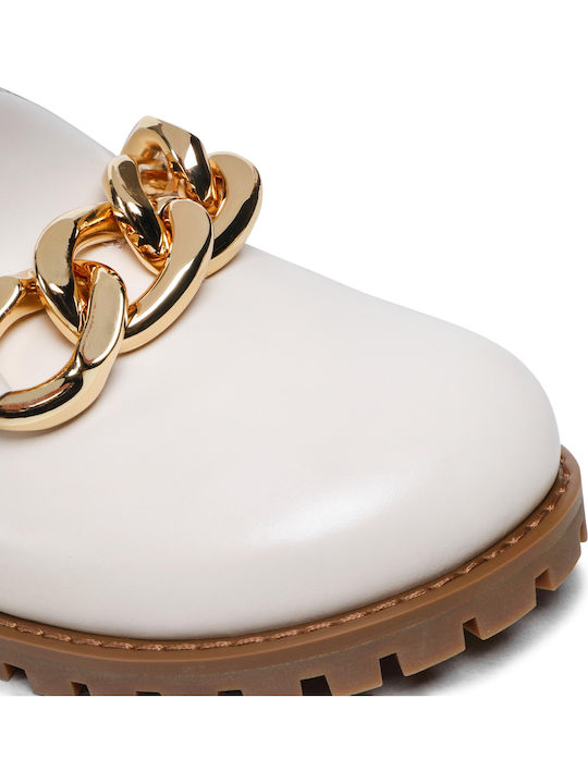 Scarlett Flat Δερμάτινα Mules σε Μπεζ Χρώμα