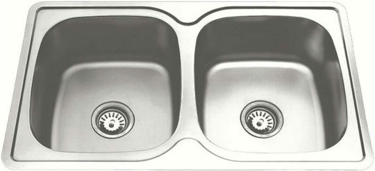 Gloria Feria Minox-201 ΙΙ Ένθετος Νεροχύτης Inox Σατινέ Μ80xΠ50cm Ασημί