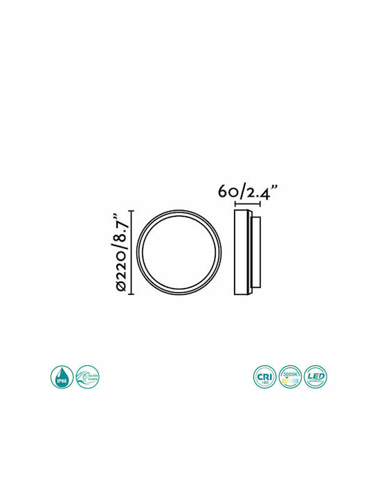 Faro Barcelona Wall-Mounted Outdoor Ceiling Light LED IP65 11W with Warm White Light