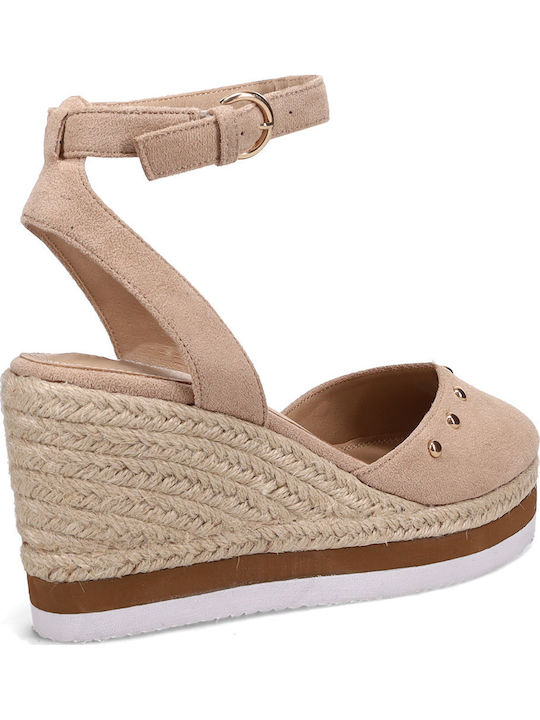 Women's Suede Espadrilles with Studs Beige