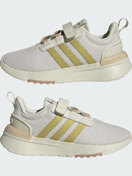 Racer Tr Kids Sports Shoes Running with Hoop & Loop Closure Aluminium / Gold Metallic / Magic Beige