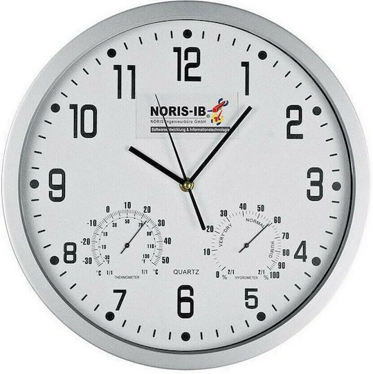 Justaminute Thermometer-Hygrometer Wall Clock Plastic White Ø30cm