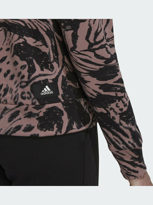 Future Icons Langes Damen Sweatshirt French Terry mit Kapuze Braun