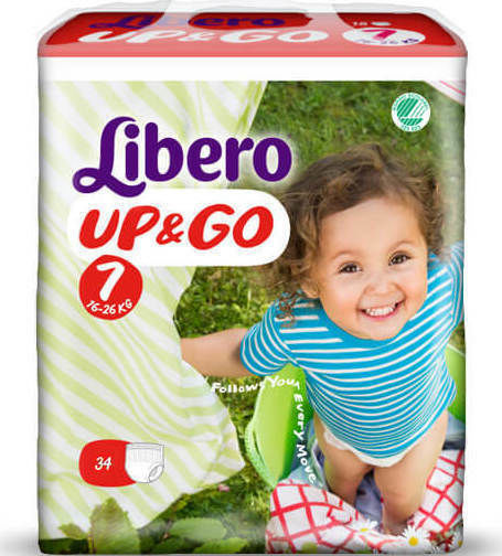 Libero Πάνες με Αυτοκόλλητο Up & Go No. 7 για 16-26kg 34τμχ