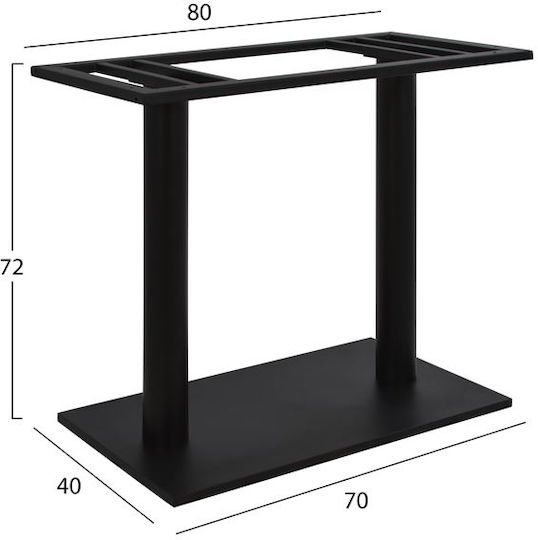 HomeMarkt Folding Table Stand made of Metal with Regulator Black 70x40x72cm