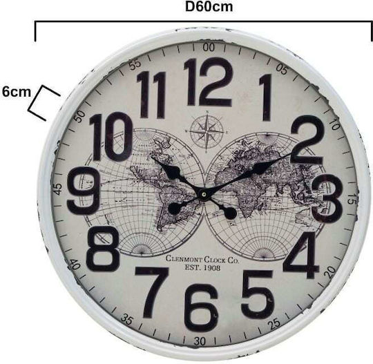 Inart Wanduhr Hölzernes Ecru Ø60cm