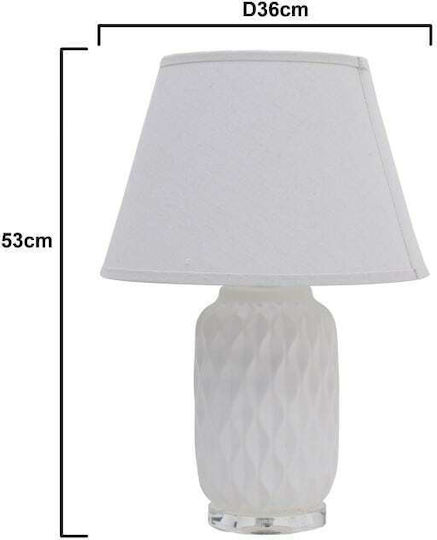 Inart Keramik Tischlampe für Fassung E27 mit Weiß Schirm und Basis Inart Keramik Tischlampe für Fassung E27 mit Weiß Schirm und Basis