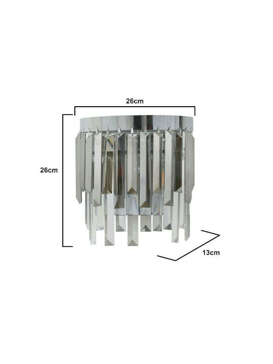 Inart Modern Leuchte Wand mit Fassung E14 Silber 26x26x13cm