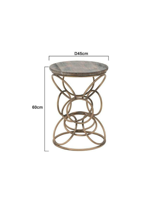 Round Side Table Made of Solid Wood Antique Bronze - Brown M45xP45xH60cm
