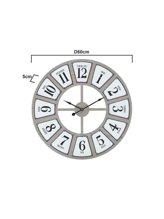 Inart Wall Clock Metallic White Ø60cm