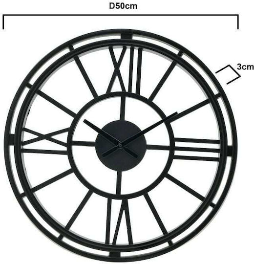 Inart Wanduhr Kunststoff Schwarz Ø50cm