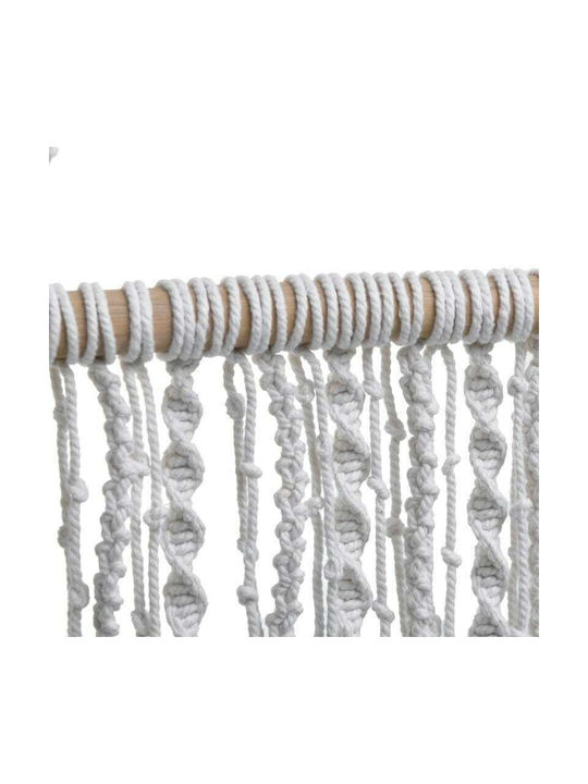 Inart Wooden Macrame Wall Hanging Decor Λευκό 35x2x70cm