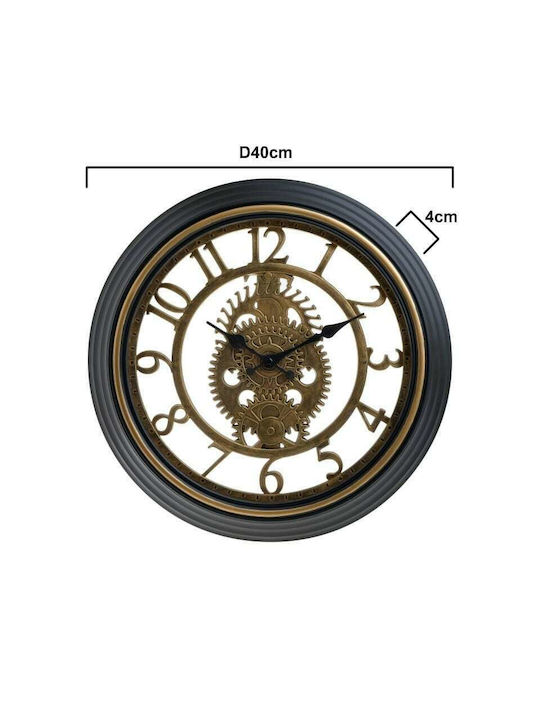 Inart Αντικέ Ρολόι Τοίχου Πλαστικό Μαύρο 40cm