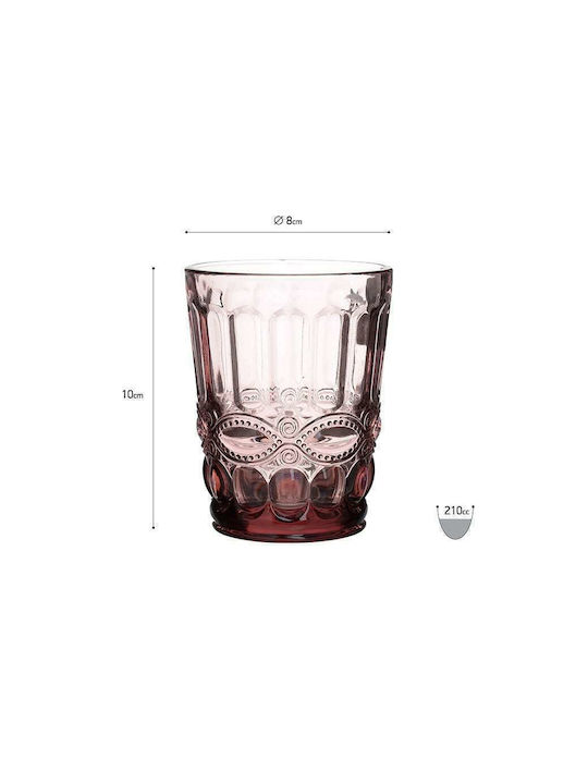 Inart Set Gläser Whiskey aus Glas in Lila Farbe 210ml 6Stück