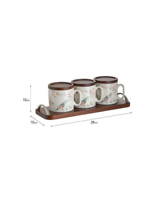 Inart Porcelain Cup with Lid White 6pcs