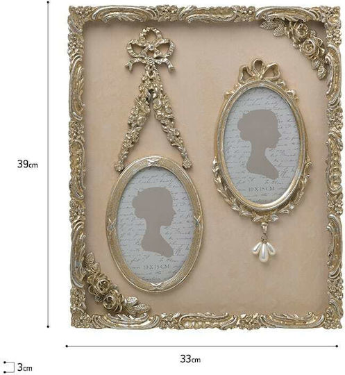 Inart Wall-Mounted Multi Picture Frame with Gold Polyresin Frame Gold-Beige