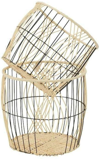 Inart Set of Decorative Baskets Rattan Beige 2pcs