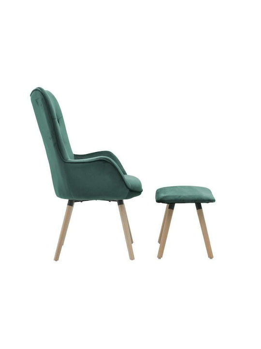 Bergère with Footstool Green 70x68x105cm