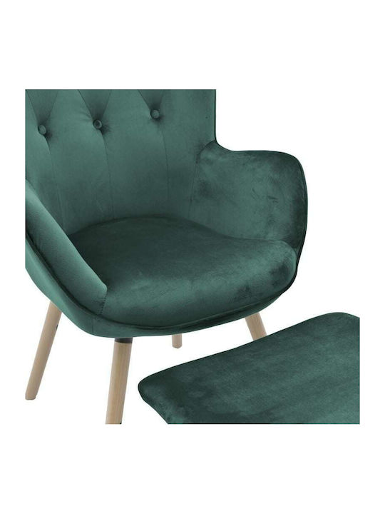 Bergère with Footstool Green 70x68x105cm