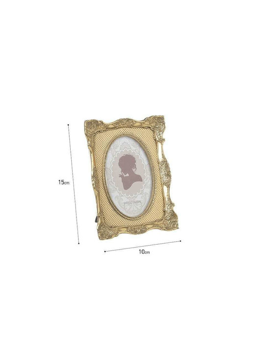 Inart Oval Photo Frame Polyresin 10x15cm with Gold Frame Χρυσή 2pcs