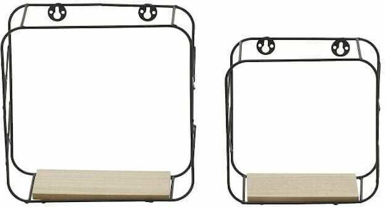 Wall Shelves (2 Pieces) 25x10x25cm Black / Natural Beige Wall Shelves (2 Pieces) 25x10x25cm Black / Natural Beige