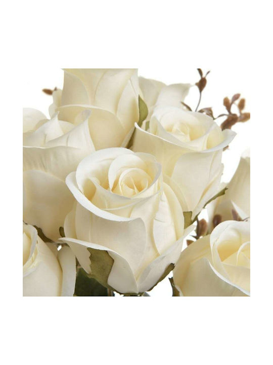 Inart Bouquet of Artificial Flowers Rose White 45cm 1pcs