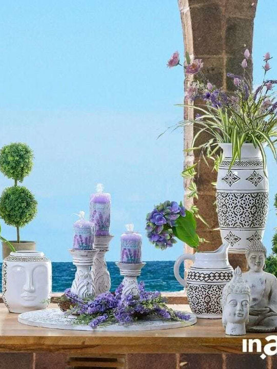 Inart Κηροπήγιο για Ρεσώ Ξύλινο Λευκό 12x12x27εκ.