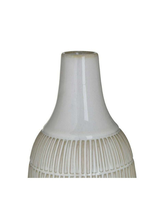 Inart Vază Decorativă Ceramică Alb/ auriu 14x14x40cm 1buc