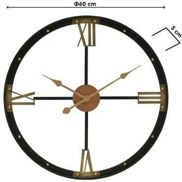 Inart Wanduhr Metallisch Gold / Black Ø60cm
