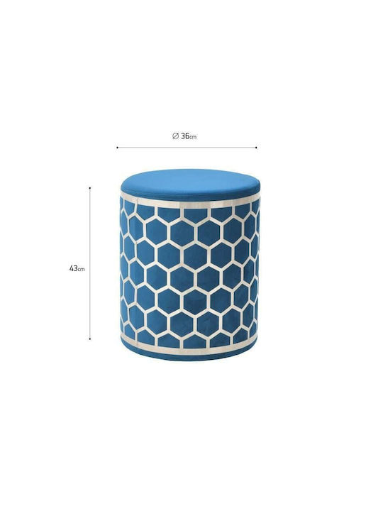 Stool For Living Room Upholstered with Velvet Blue / Silver 36x36x43cm